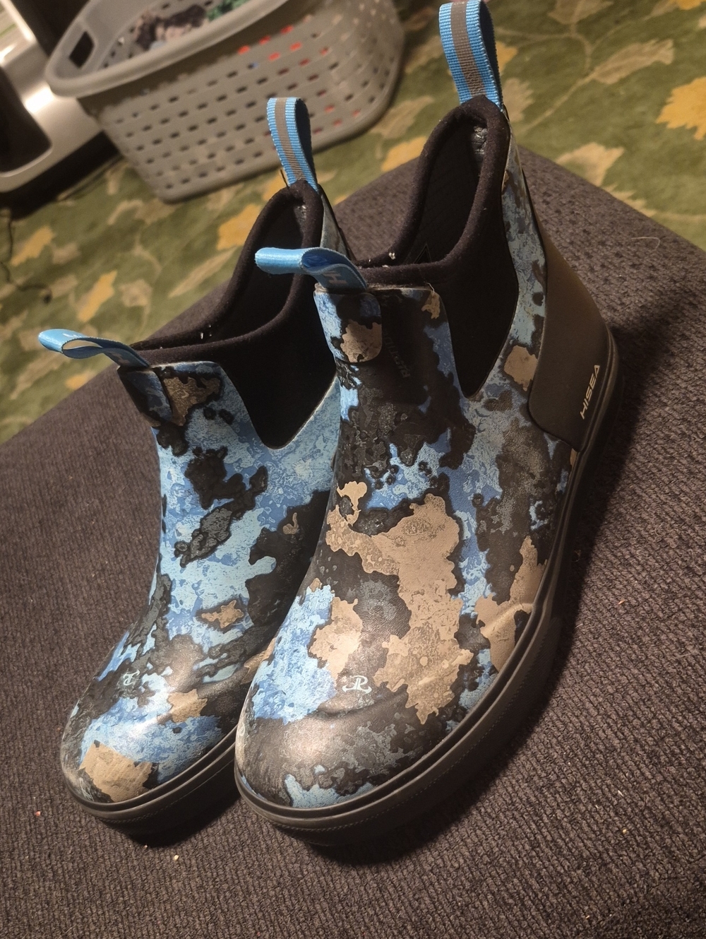 Men's Blue Camouflage Chelsea Rain Boots - Slip-On Waterproof